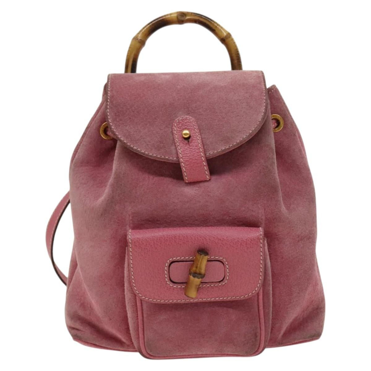 gucci bamboo backpack mini Sac à dos Gucci Gucci bamboo backpack mini daim rose — Occasion – The  Carousel Club