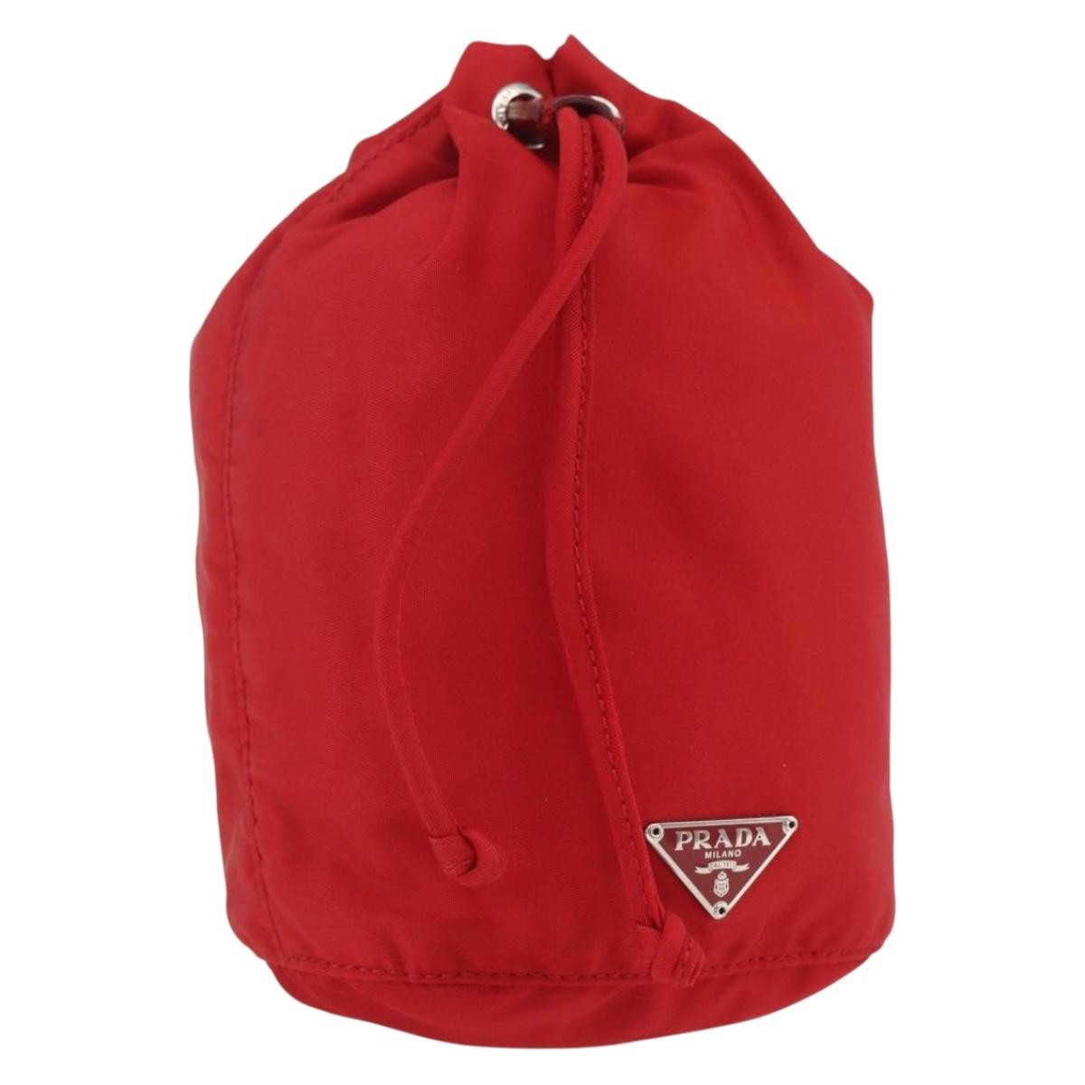 Prada Drawstring Wristlet Bucket Bag Tessuto Small