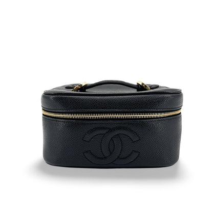 Chanel Vintage Timeless Cosmetic Case Caviar Large
