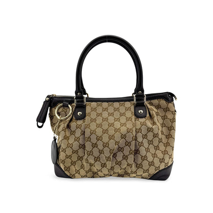 Gucci Sukey Top Handle Satchel GG Canvas with Leather Medium