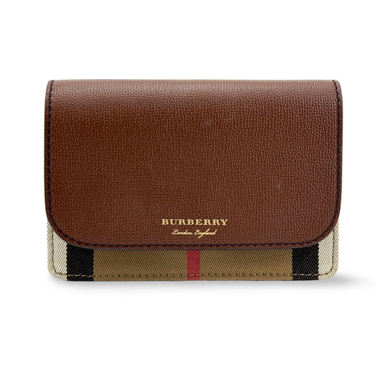 Burberry Folding Vintage Check Canvas and Leather Compact