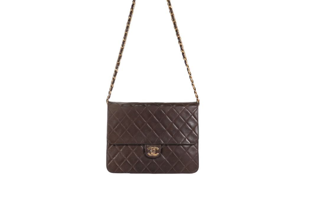 Chanel Vintage Clutch with Chain Quilted Leather Small