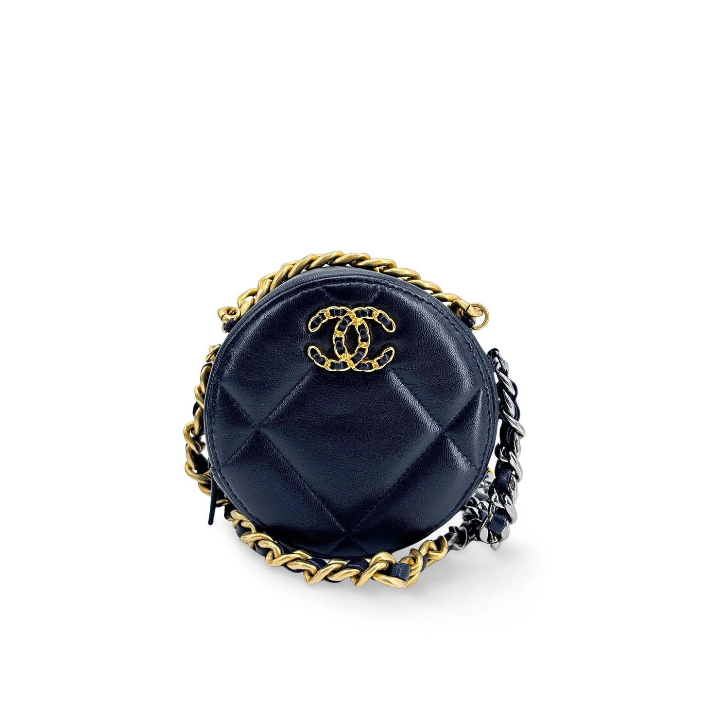 Chanel Round Flap Chevron Calfskin Mini