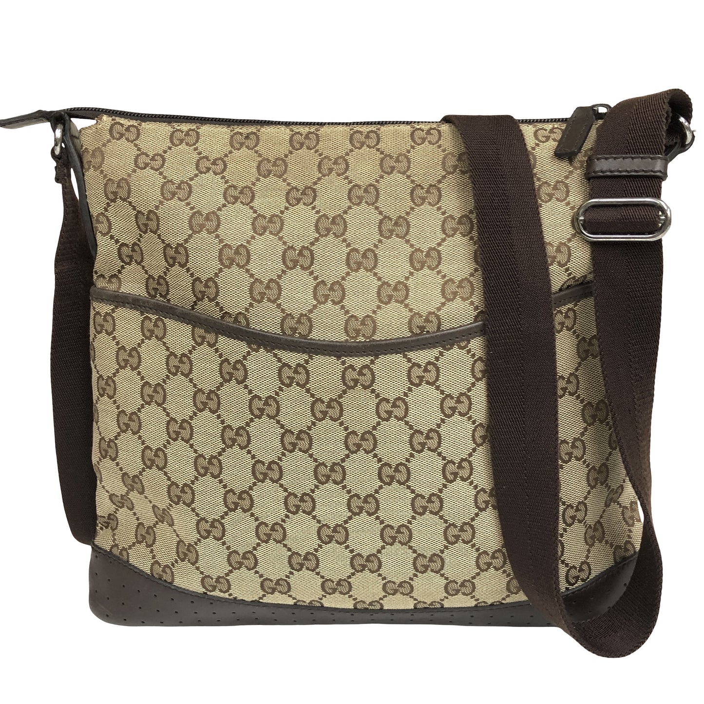 Gucci Zip Messenger GG Canvas with Perforated Leather Medium