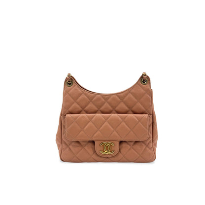 Chanel Wavy CC Hobo Quilted Caviar Small