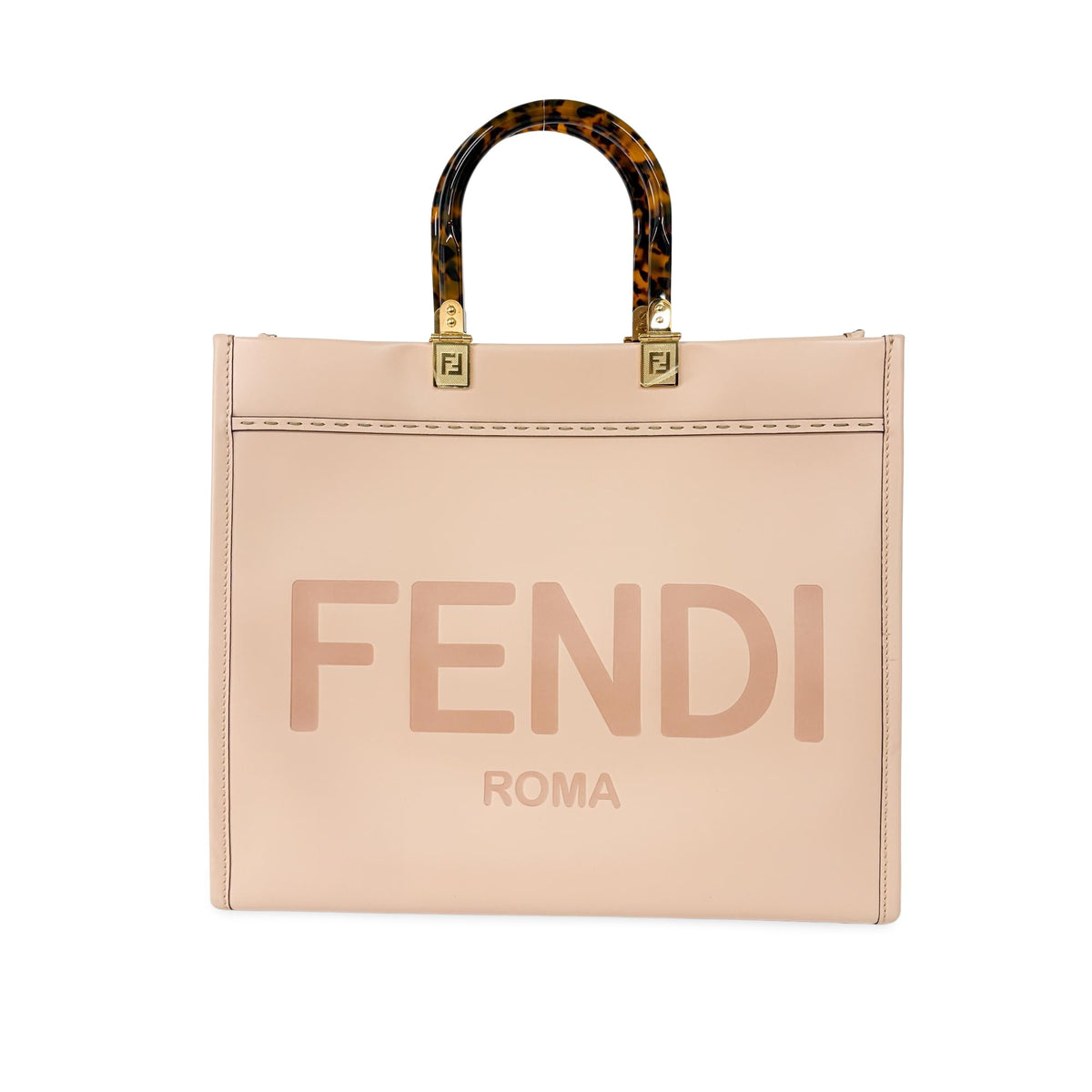 Fendi Sunshine Shopper Tote Whipstitch Leather Medium
