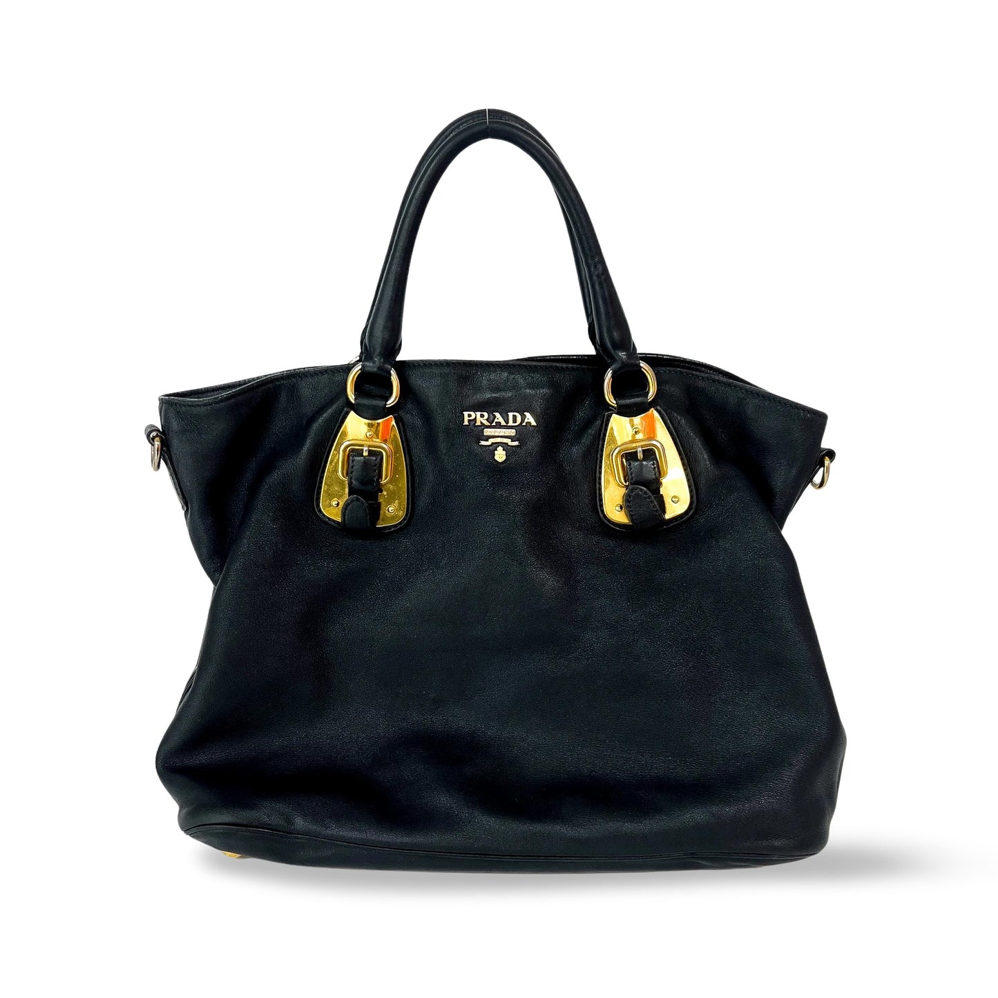 Prada Convertible Buckle Tote Soft Calf Medium