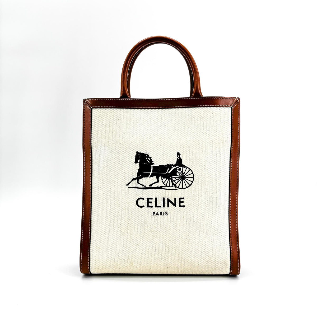 Celine Vertical Cabas Canvas with Leather Small
