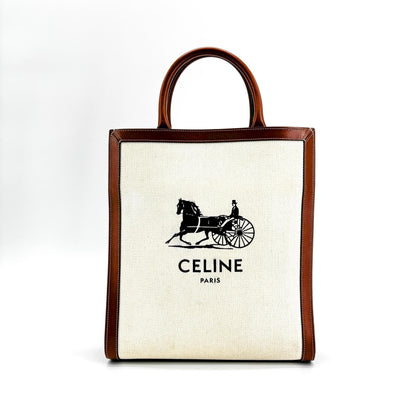 Celine Vertical Cabas Canvas with Leather Small
