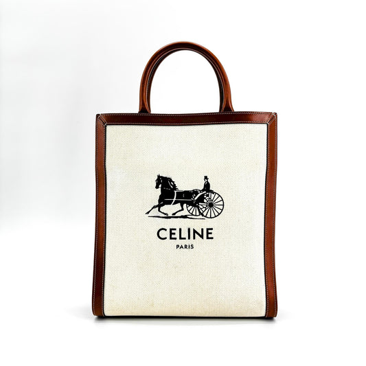 Celine Vertical Cabas Canvas with Leather Small