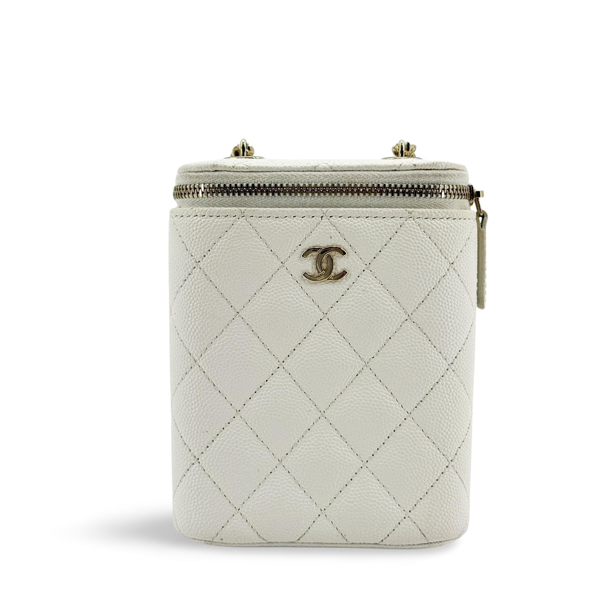 Chanel Vertical Classic Vanity Case with Chain Quilted Caviar Mini