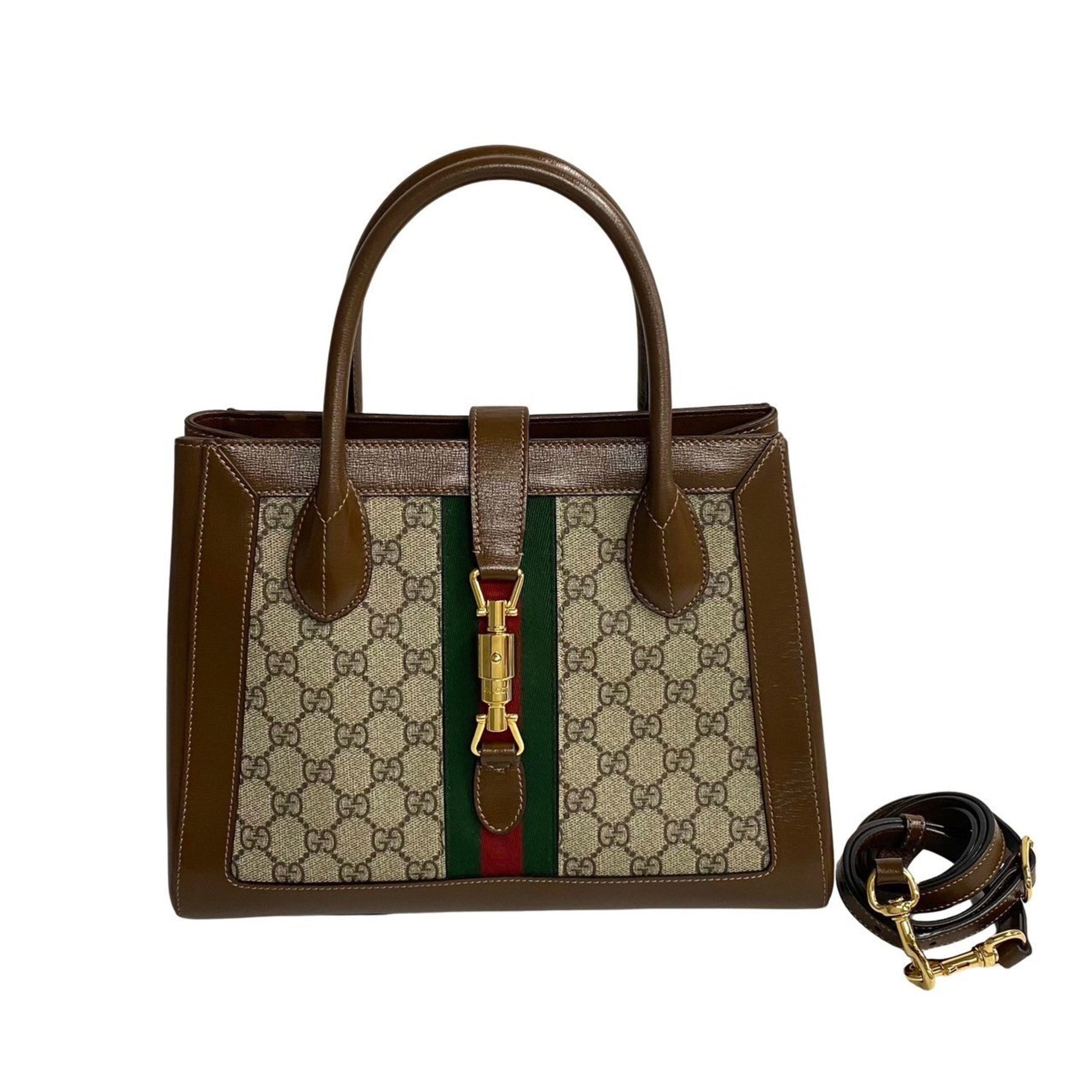 Gucci Jackie 1961 Web Tote GG Canvas and Leather Large