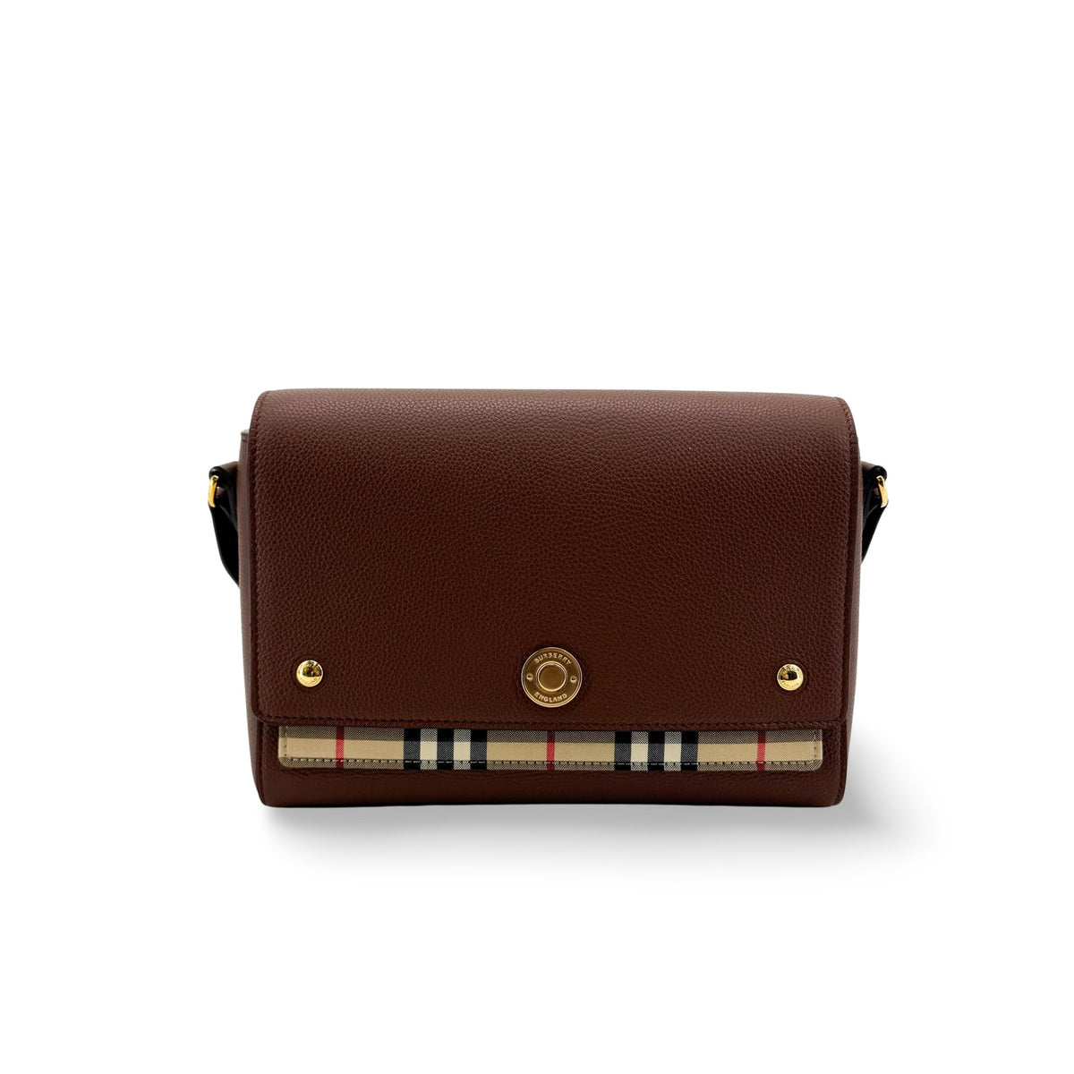 Burberry Note Leather with Vintage Check Canvas Medium