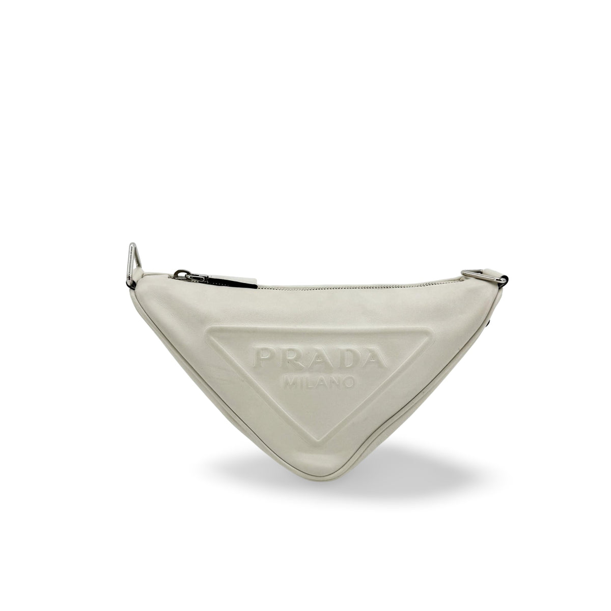 Prada Triangle Logo Zip Leather Small