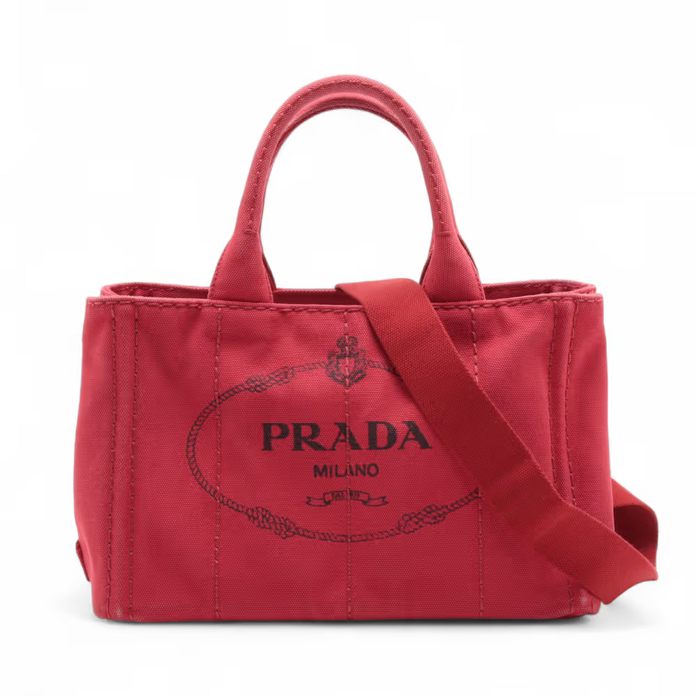 Prada Logo Strap Canapa Tote Jacquard Medium