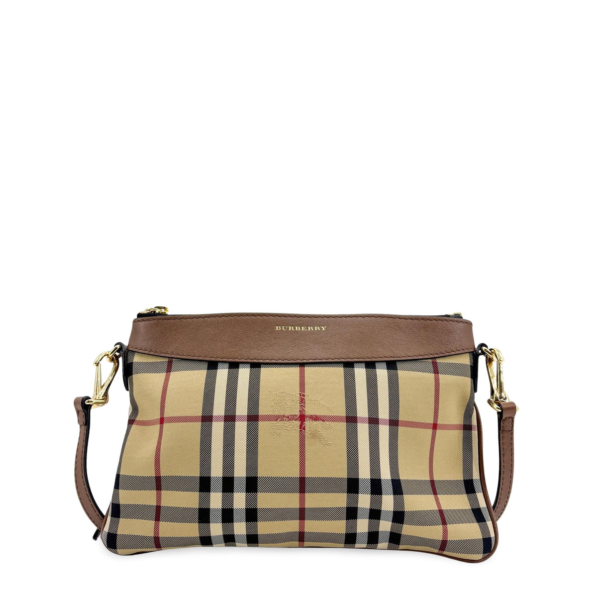 Burberry Peyton Crossbody Clutch Haymarket Coated Canvas Small