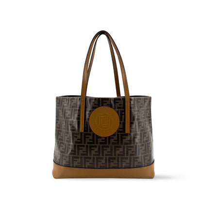 Fendi FF Logo Stamp Shopping Zucca Coated Canvas Medium