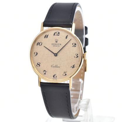 Rolex Cellini Round Quartz Yellow Gold and Alligator 25