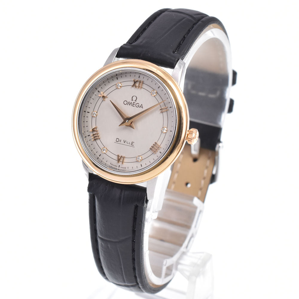 Omega De Ville Prestige Quartz Stainless Steel and Rose Gold with Diamond Markers 27