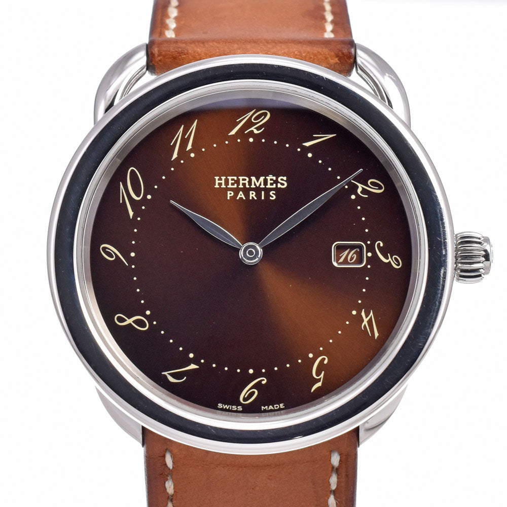 Hermes Arceau Quartz Stainless Steel and Alligator 40