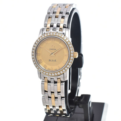 Omega De Ville Prestige Quartz Stainless Steel and Yellow Gold with Diamond Bezel and Markers 22