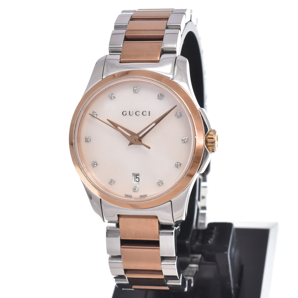 Gucci G-Timeless Quartz Stainless Steel with Diamond Markers and Mother of Pearl 27