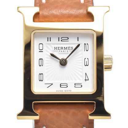 Hermes Heure H Quartz Plated Metal and Leather 30