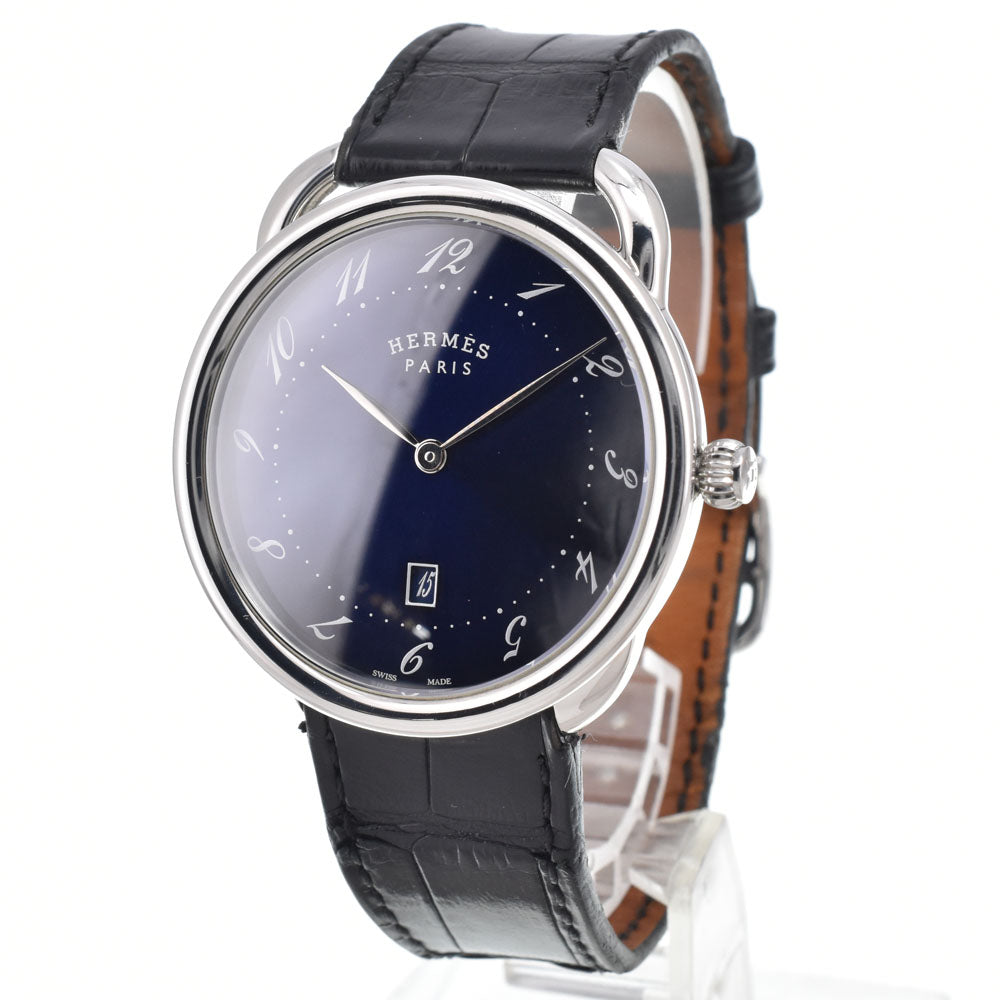 Hermes Arceau Quartz Stainless Steel and Alligator 40