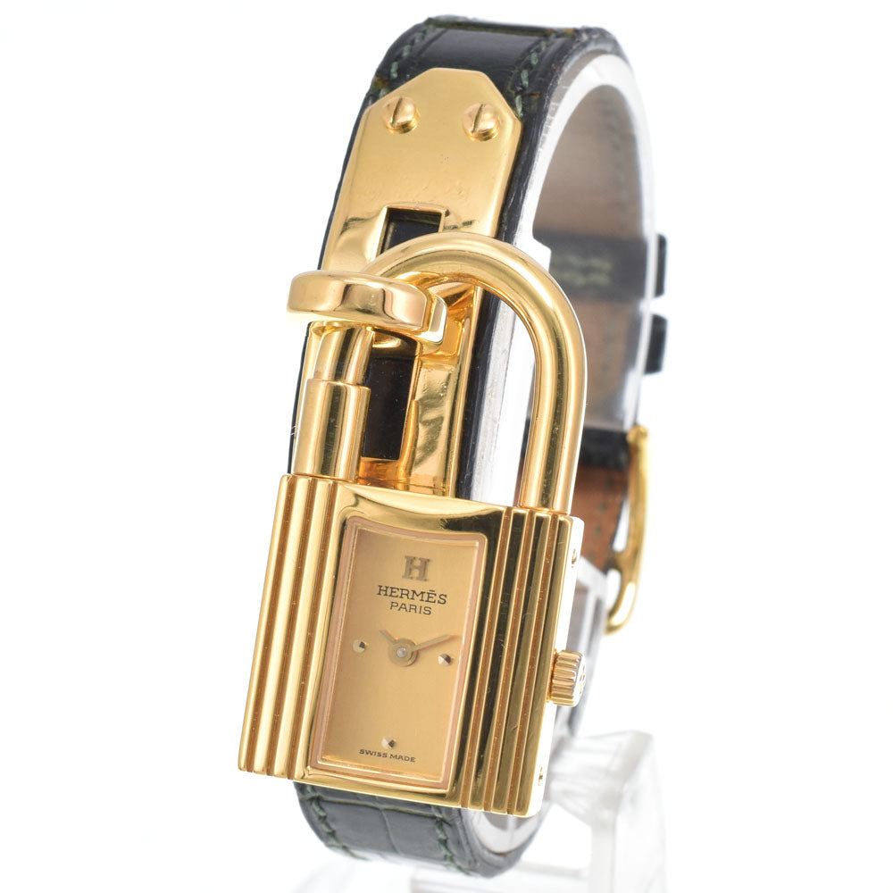 Hermes Kelly Quartz Plated Metal and Leather 20