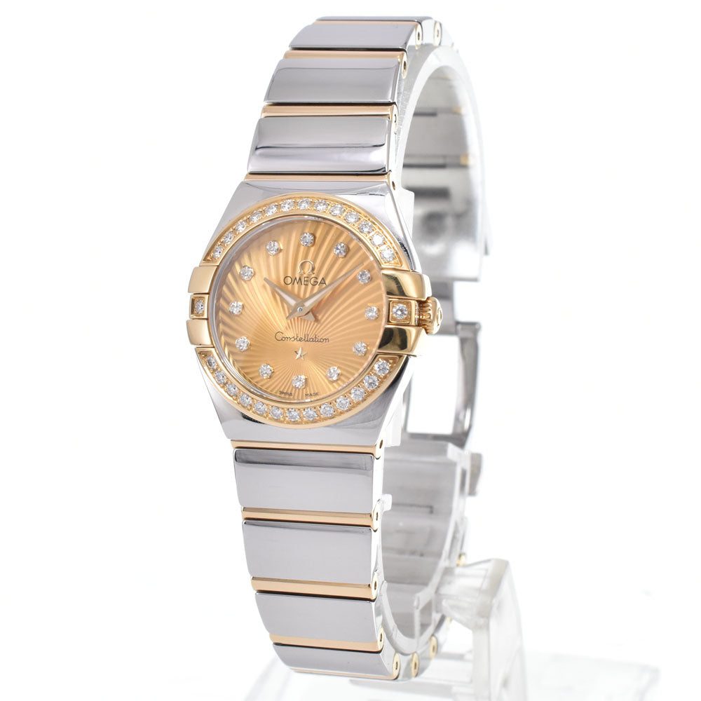 Omega Constellation Quartz Stainless Steel and Yellow Gold with Diamond Bezel and Markers and Mother of Pearl 24