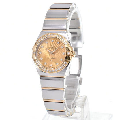 Omega Constellation Quartz Stainless Steel and Yellow Gold with Diamond Bezel and Markers and Mother of Pearl 24