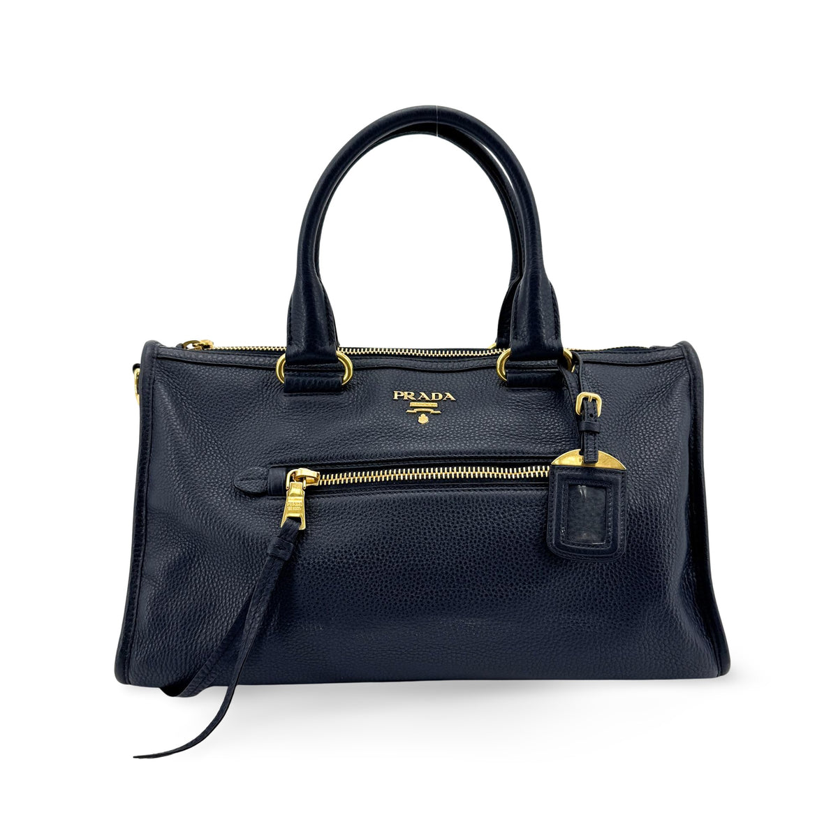 Prada Front Zip Convertible Satchel Vitello Phenix Medium