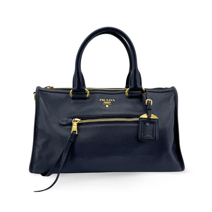 Prada Front Zip Convertible Satchel Vitello Phenix Medium