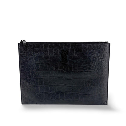 Saint Laurent Classic Monogram Card Holder Crocodile Embossed Leather Product Image