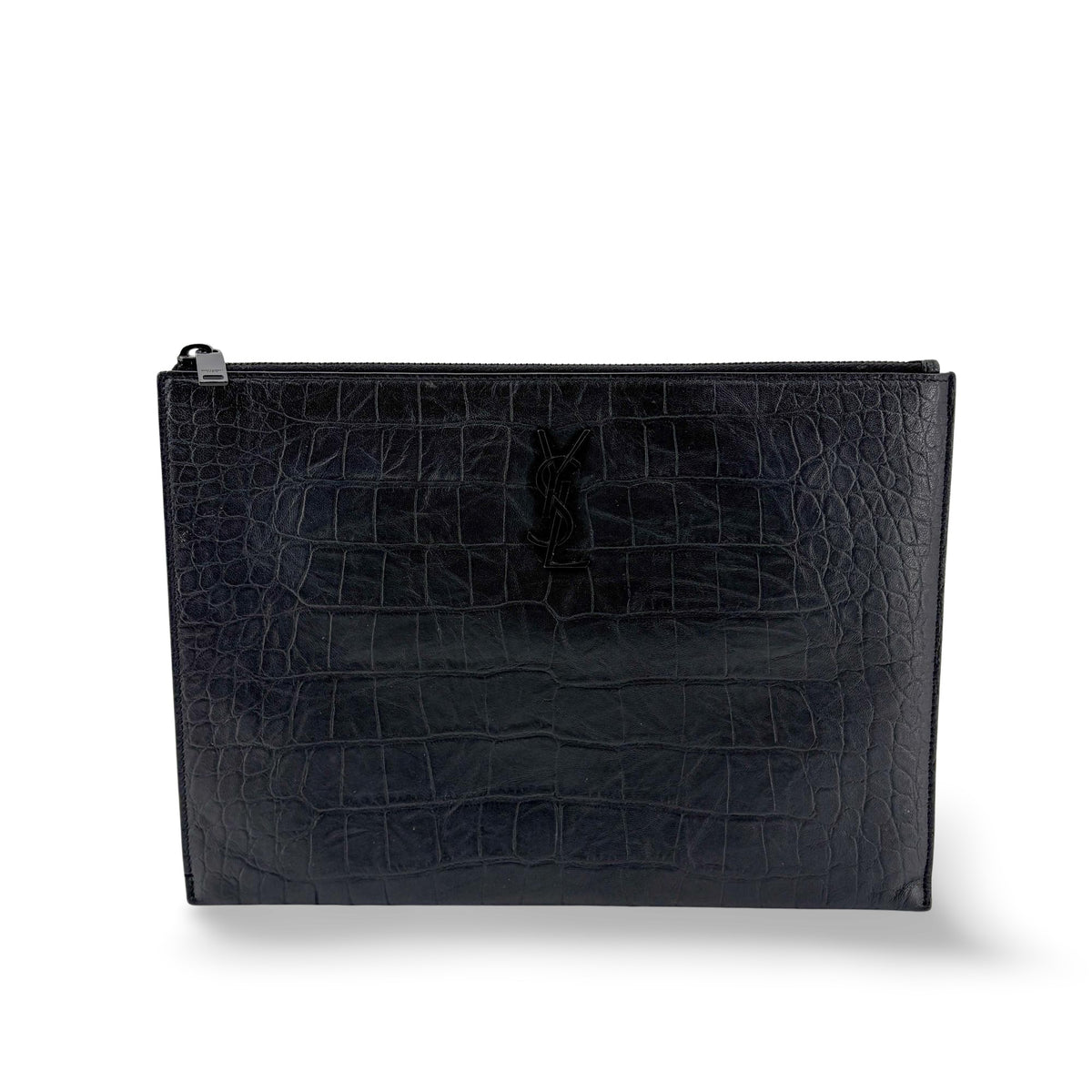 Saint Laurent Classic Monogram Card Holder Crocodile Embossed Leather Product Image