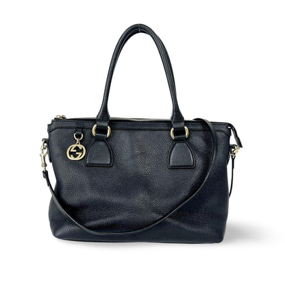 Gucci GG Charm Convertible Dome Satchel Leather Medium