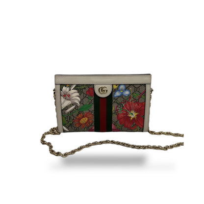 Gucci Ophidia Chain Flora GG Coated Canvas Small