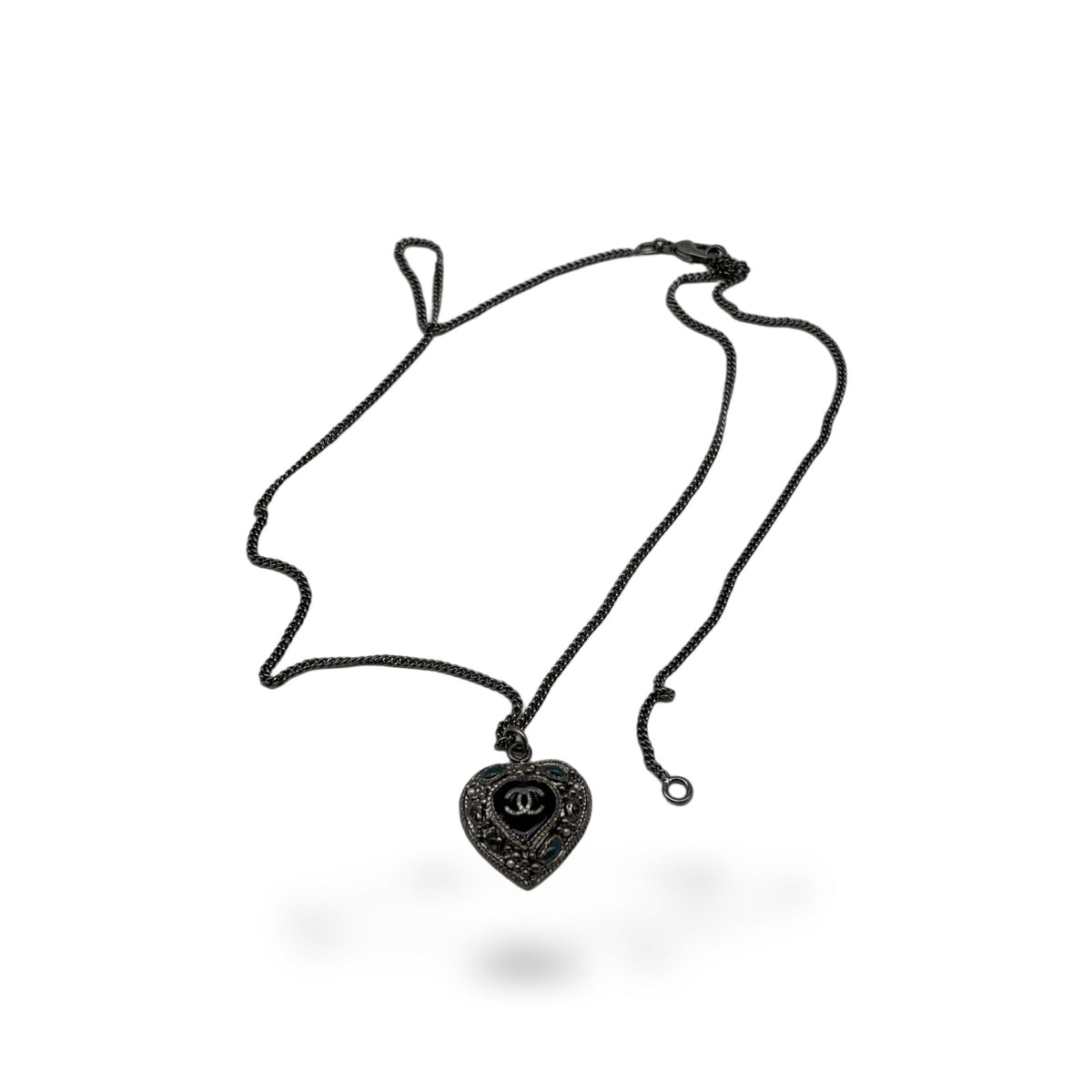 Chanel CC Heart Pendant Metal and Crystal Embellished Resin Product Image