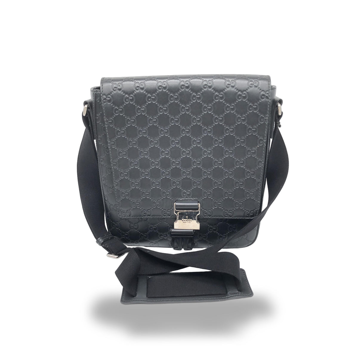 Gucci Buckle Flap Messenger Guccissima Leather Large