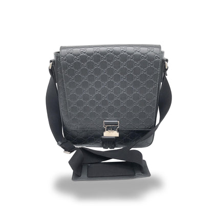 Gucci Buckle Flap Messenger Guccissima Leather Large