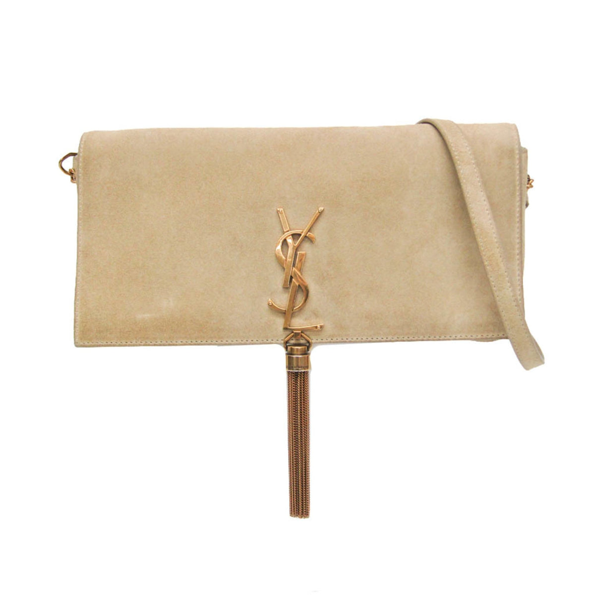 Saint Laurent Classic Monogram Tassel Clutch Suede Long