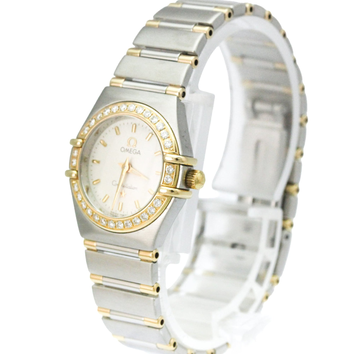 Omega Constellation Quartz Stainless Steel and Yellow Gold with Diamond Bezel and Mother of Pearl 23