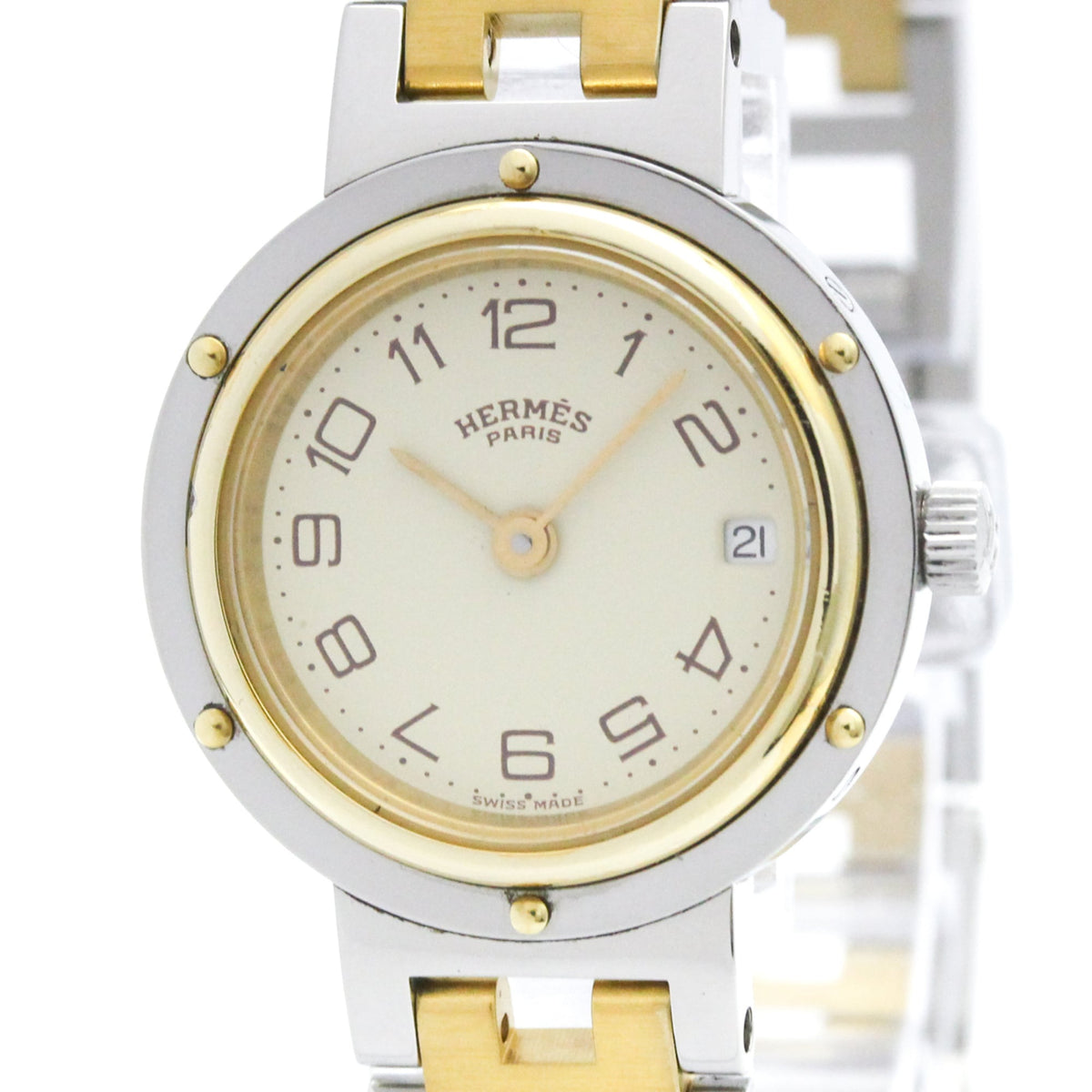 Hermes Clipper Quartz Stainless Steel with Plated Metal 24