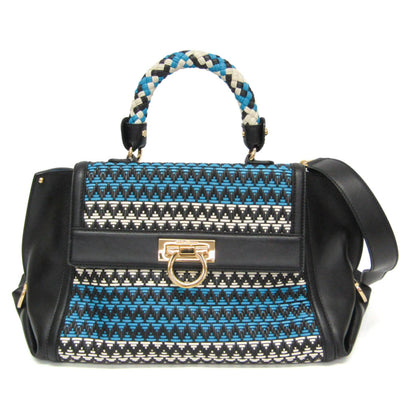 Salvatore Ferragamo Sofia Satchel Multicolor Woven Leather Medium