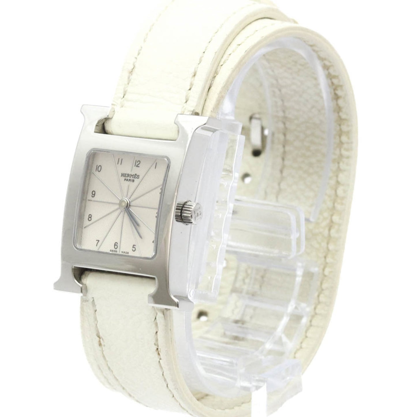 Hermes Heure H Double Tour Quartz Watch Stainless Steel and Leather 21