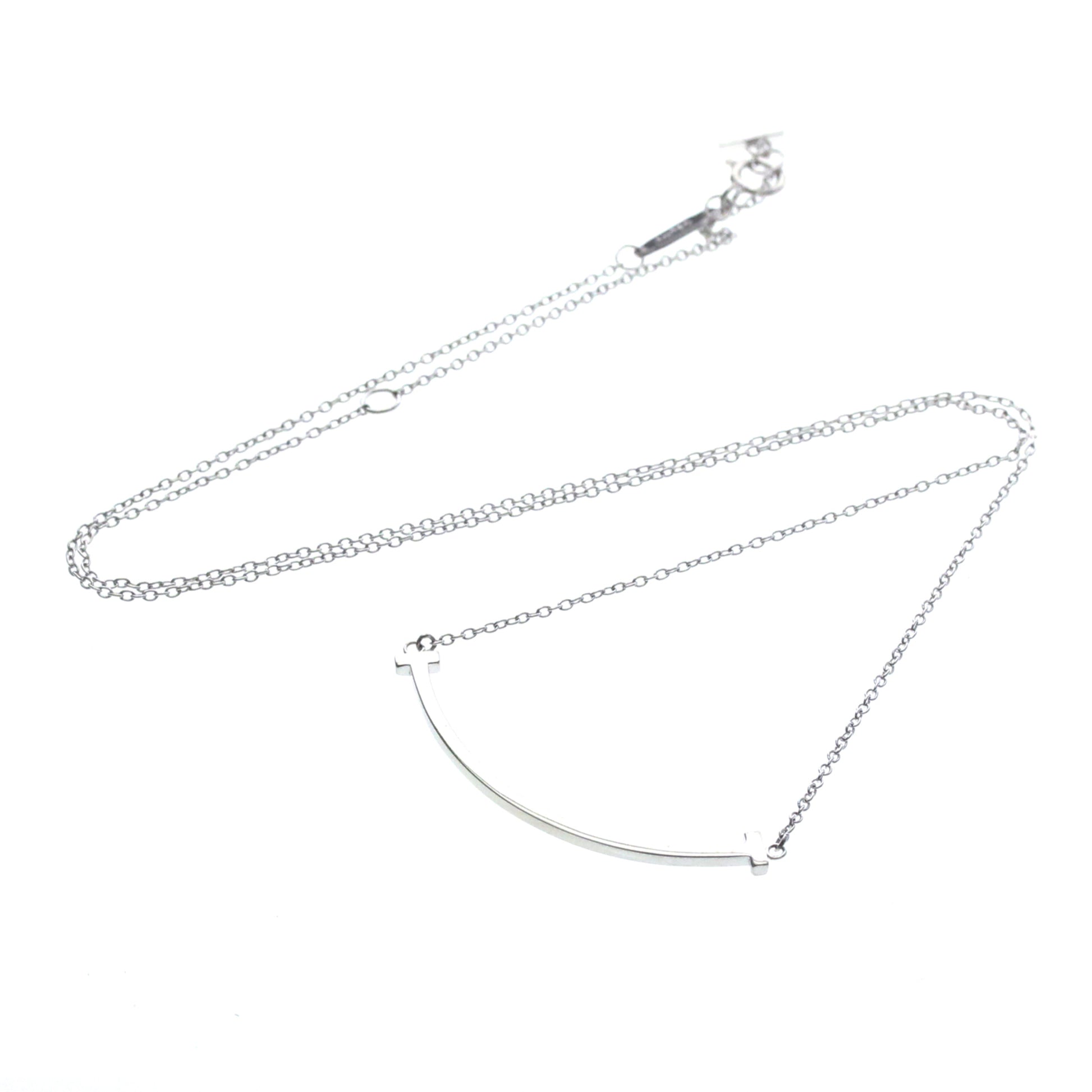 Tiffany & Co. T Smile Pendant 18K White Gold Small