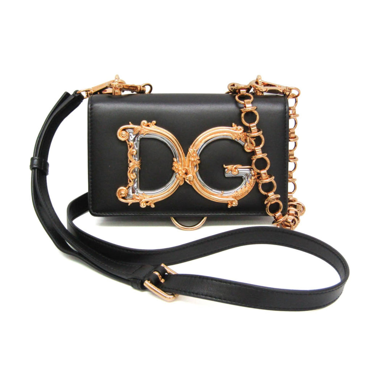 Dolce & Gabbana DG Girls Flap Embellished Printed Elaphe Small