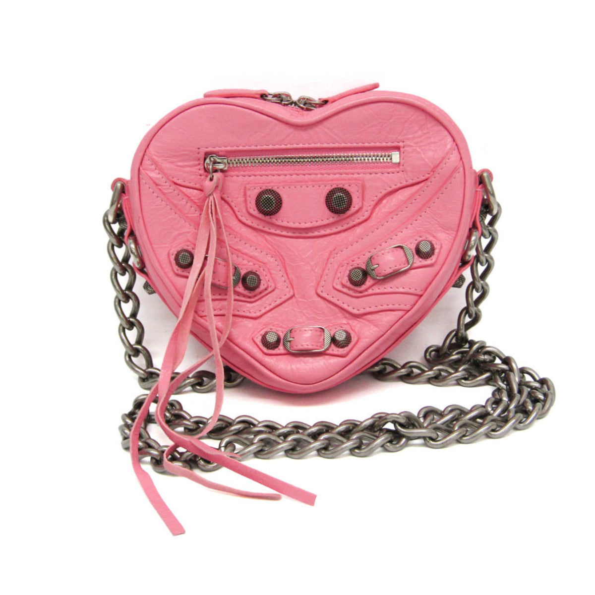 Balenciaga Le Cagole Giant Studs Heart Chain Leather Mini
