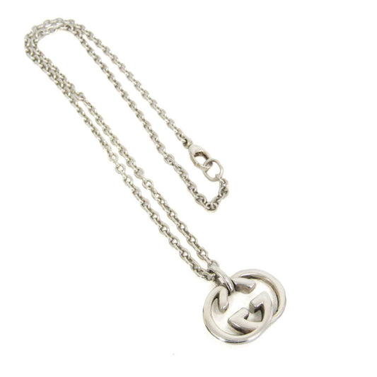 Gucci Engraved Interlocking G Chain Link Pendant Sterling Silver Large