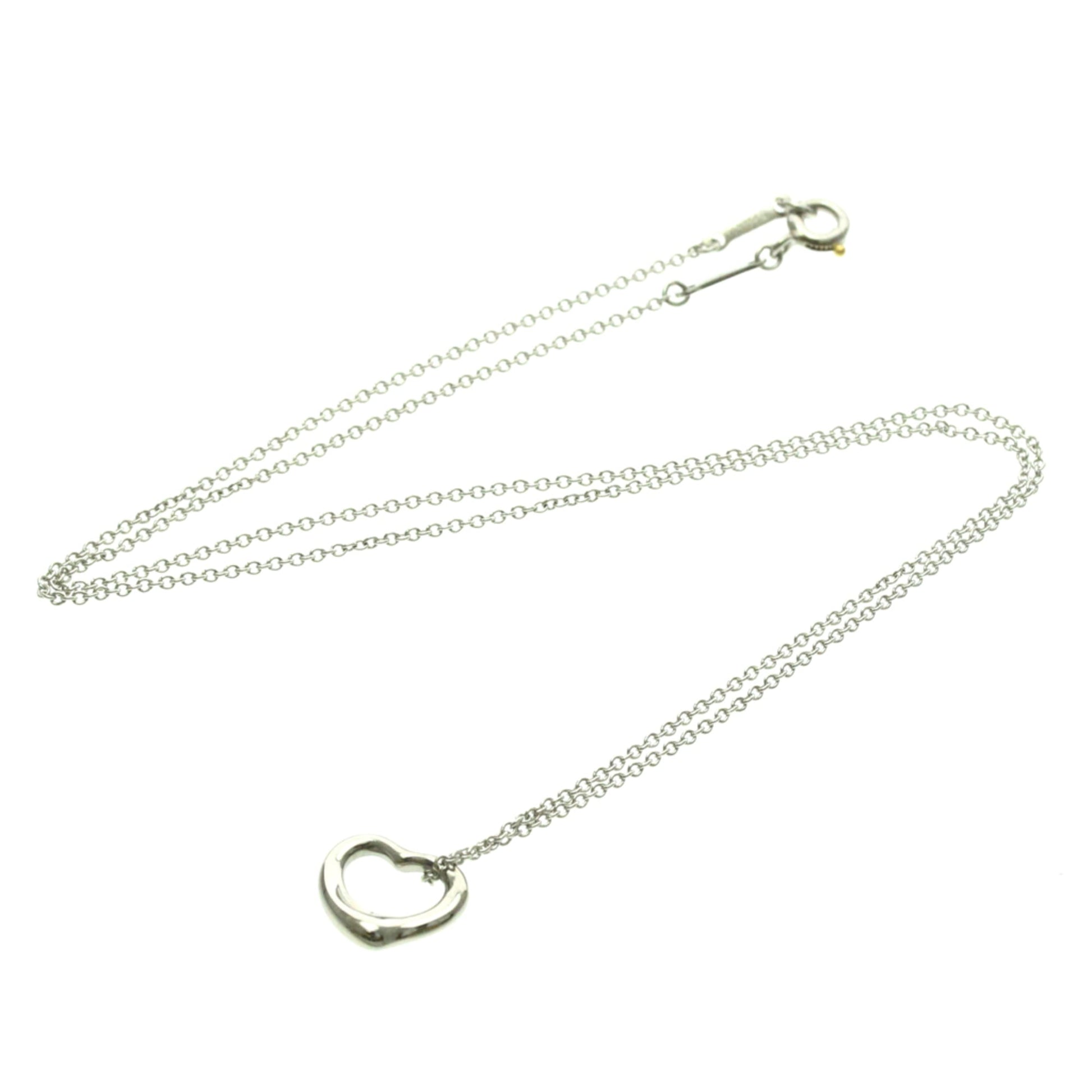 Tiffany & Co. Elsa Peretti Open Heart Pendant Necklace Platinum 16mm